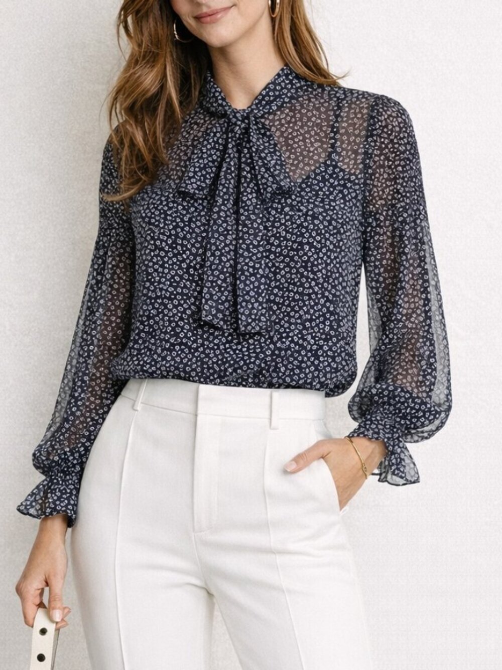 NWT Diane von Furstenberg DVF Blouse, Rose Dot, Small,Elegant Work & Evening Top
